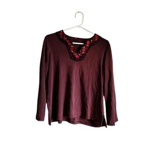 Free with Purchase Vintage Large Embroidered Brown Women's Top